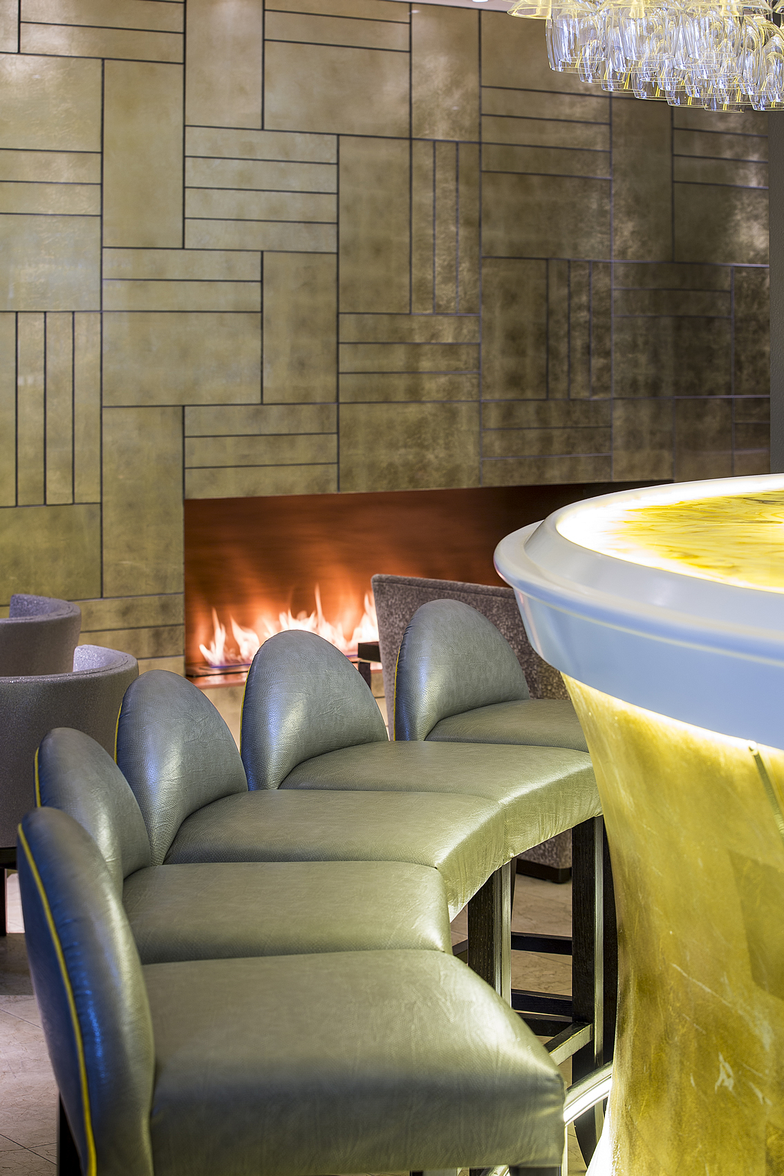 Green Leather Bar Stools