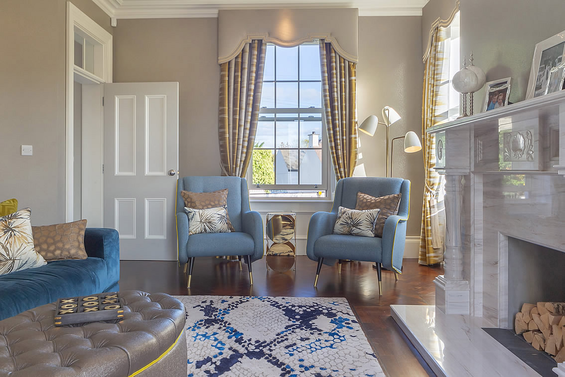 Elegant Lounge with Fireplace