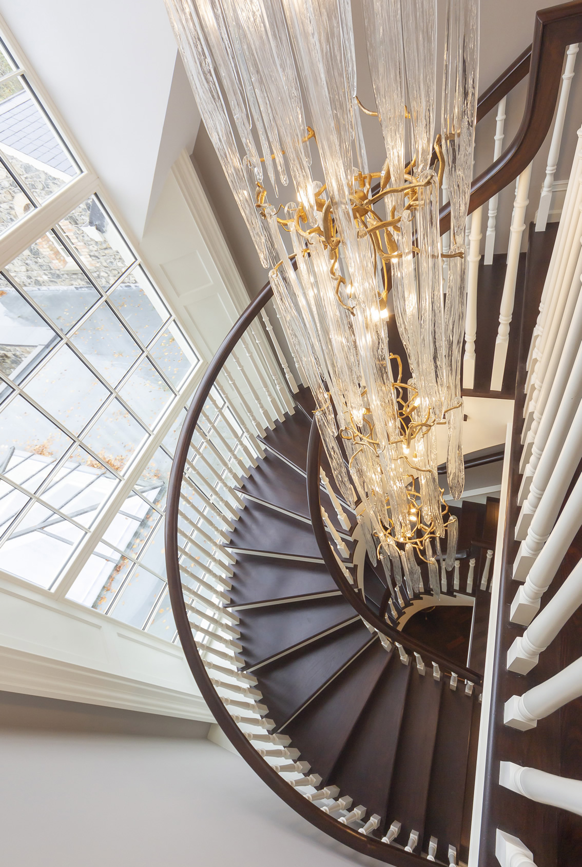 Stunning Staircase and Chandelier