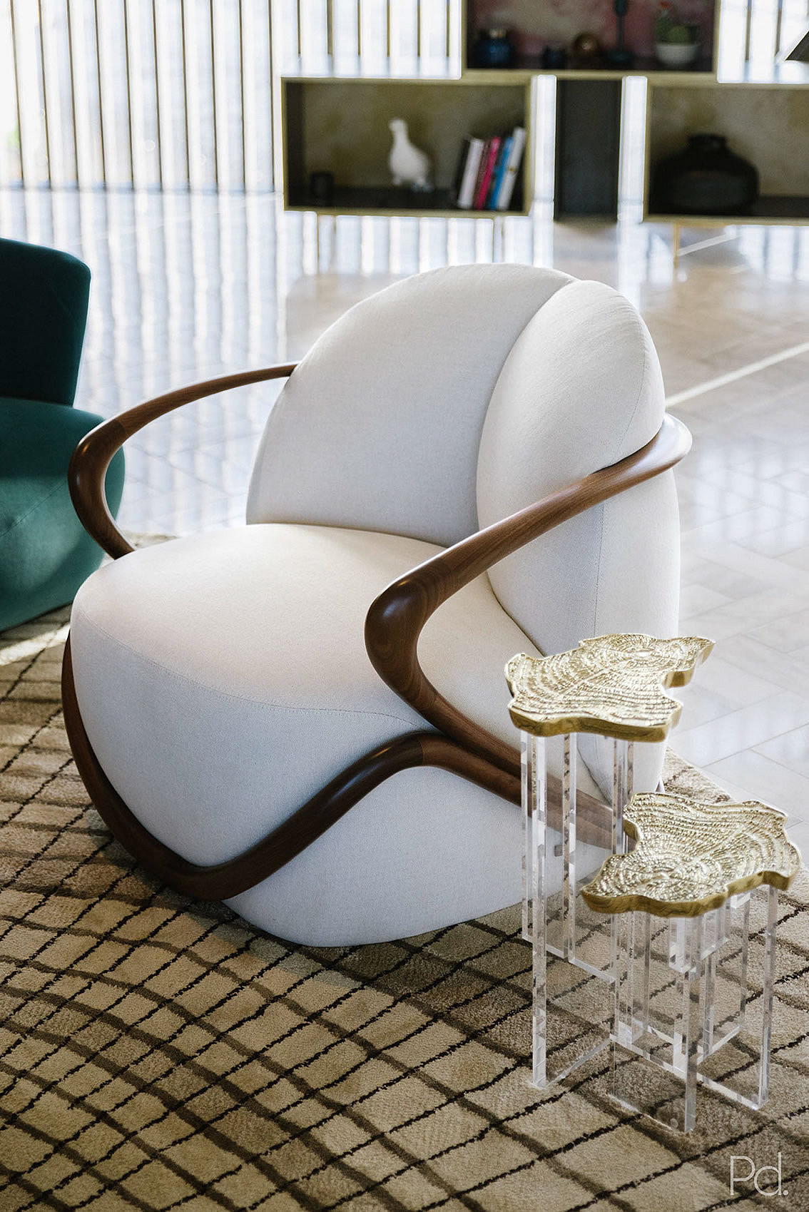 Modern Wood and Fabric Chair