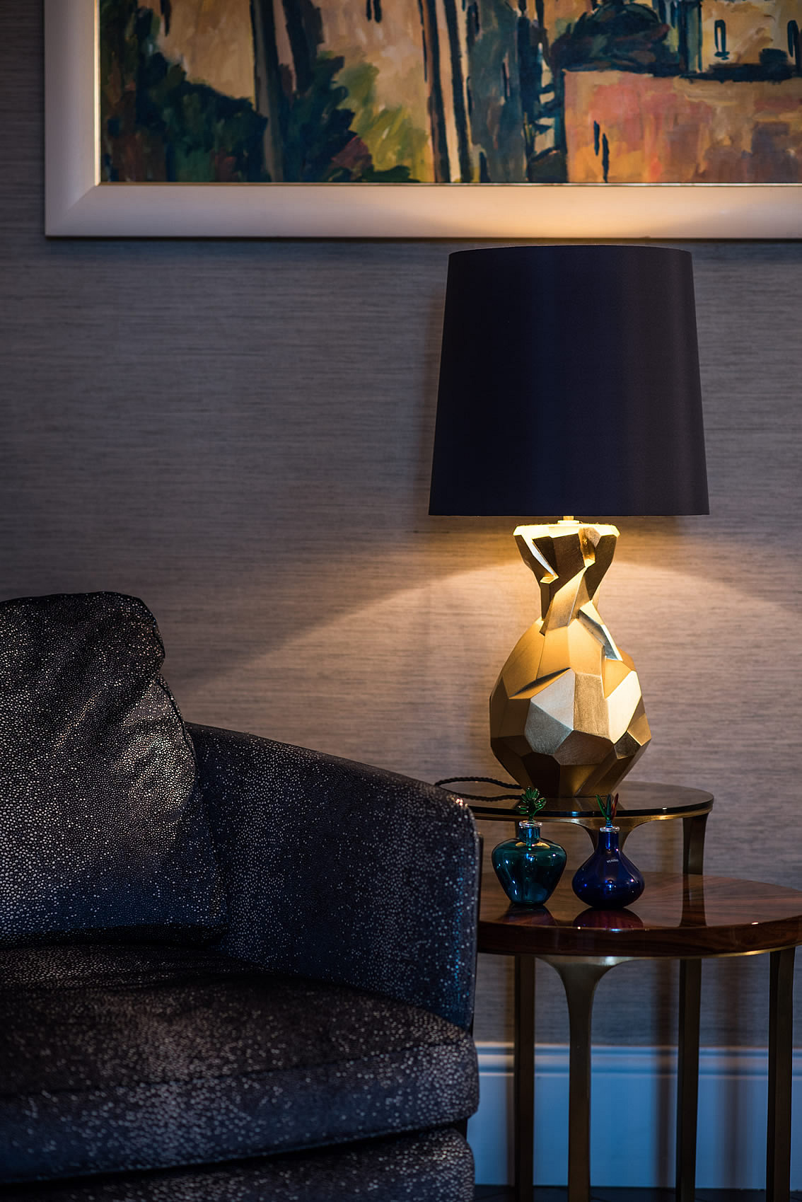 Navy Blue and Gold Lamp