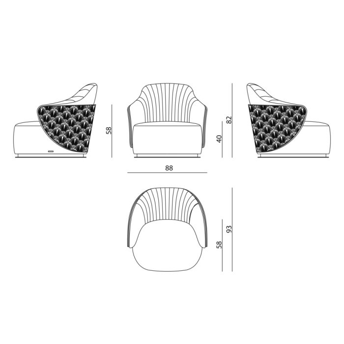 Visionnaire Luxury Embroidered Armchair Dimensions