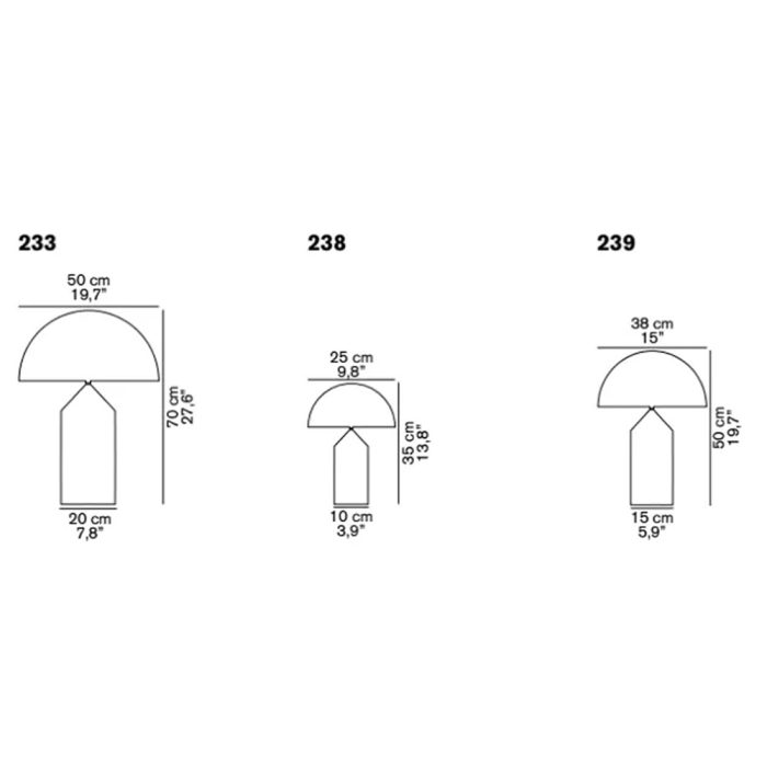 Oluce Atollo Table Lamp Dimensions
