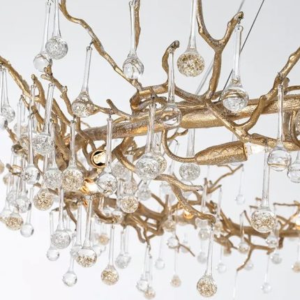 Serip Bronze and Glass Chandelier Close Up